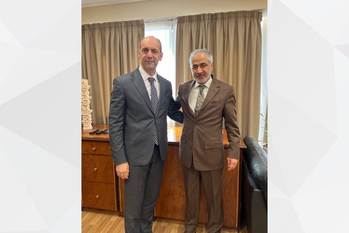 H.E. Mr. Mohammed Saif Al Shehhi, UAE Ambassador to Nicosia, and H.E. Mr. Marios Hartsiotis. Minister of Justice & Public Order discuss bilateral relations, and ways to enhance them and develop various tracks of joint cooperation between the two countries in the fields of justice, and public order. 
