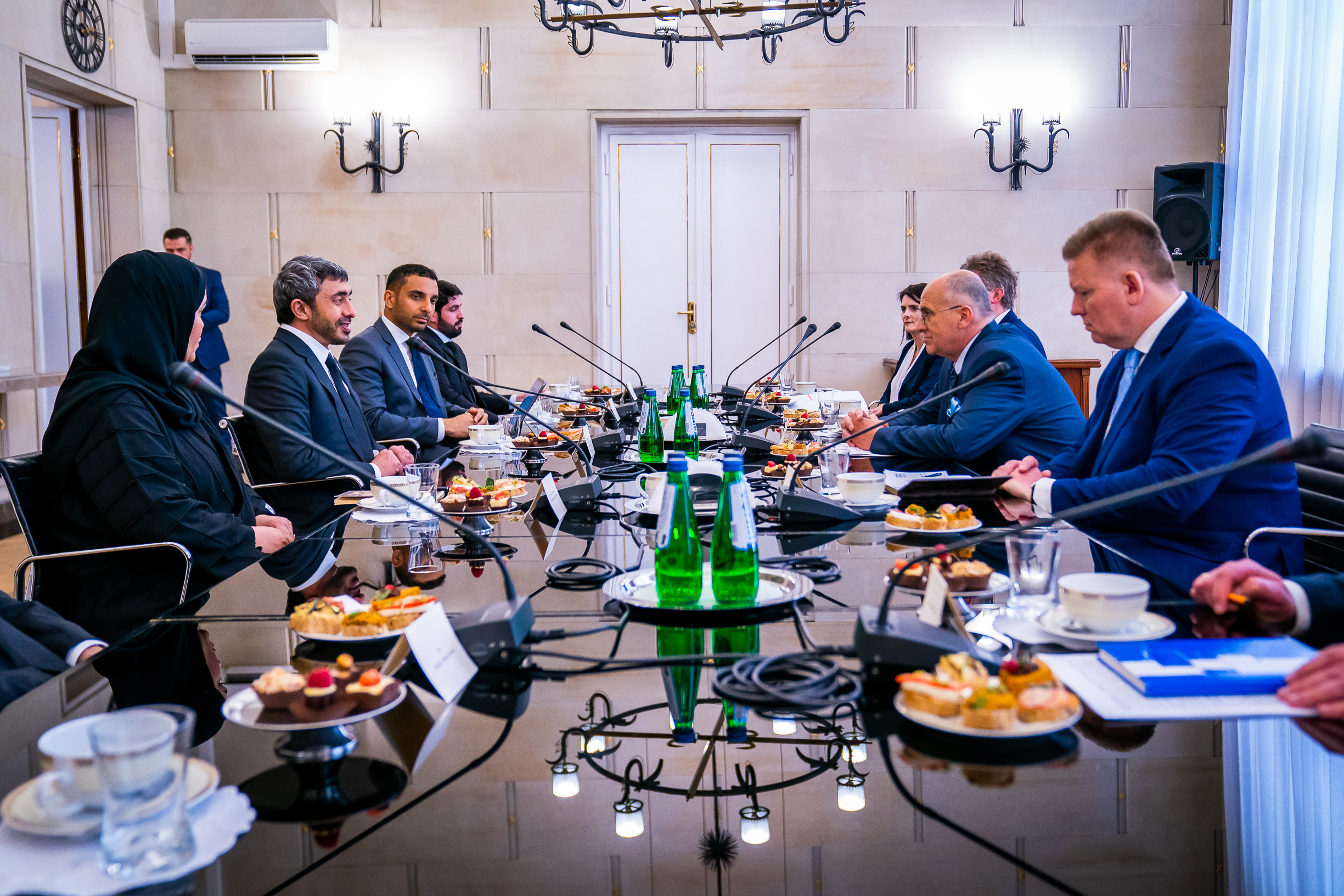 H.H. Sheikh Abdullah bin Zayed Al Nahyan, Minister of Foreign Affairs, and Zbigniew Rau, Minister of Foreign Affairs of Poland, have explored avenues to consolidate UAE-Polish relations in all sectors to achieve their mutual interests and benefit their peoples. 
The meeting was attended by Eman Ahmed Al Salami, UAE Ambassador to Poland.