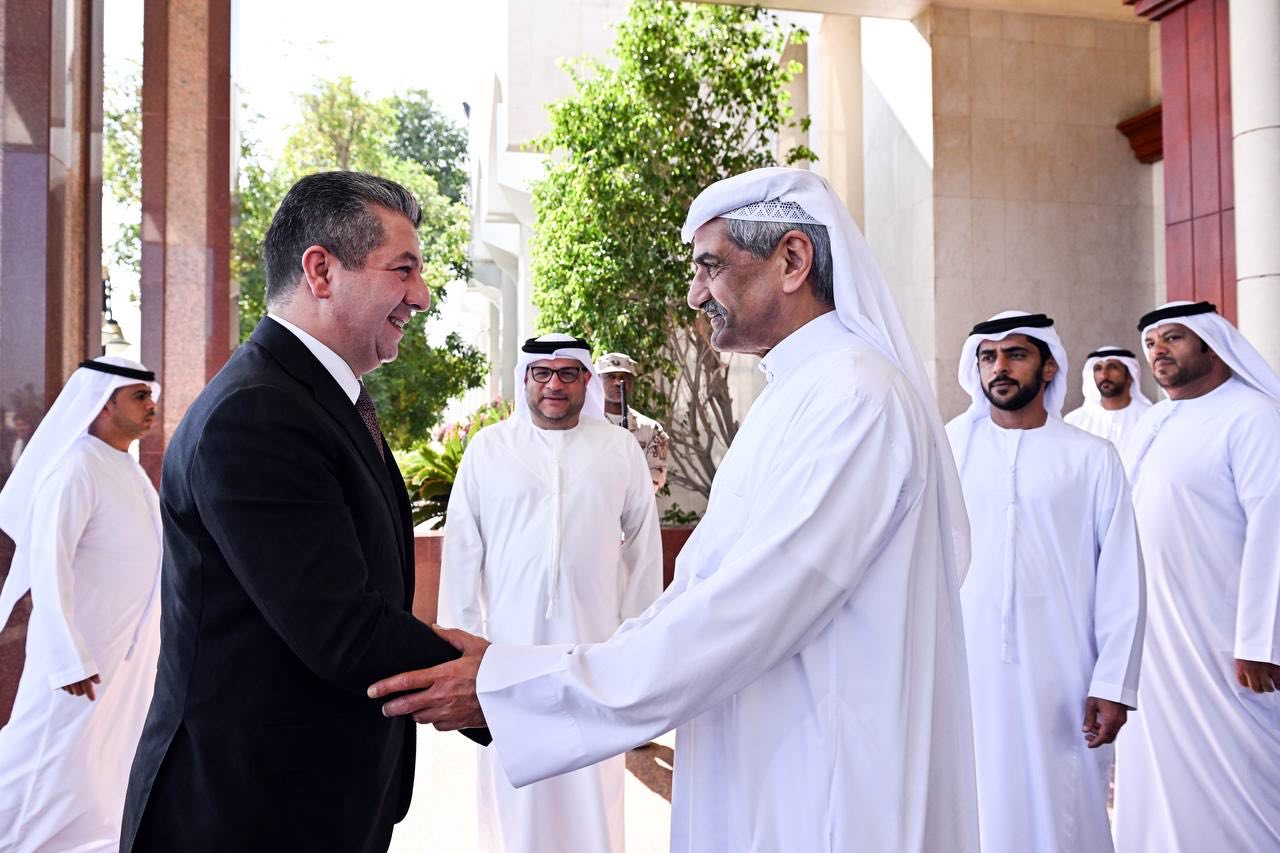 His Highness Sheikh Hamad bin Muhammad Al Sharqi, Member of the Supreme Council and Ruler of Fujairah, received His Excellency Masrour Barzani, President of the brotherly Kurdistan Regional Government of Iraq.