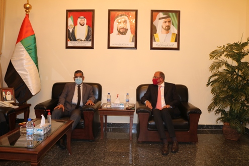 The Chargé d'Affairs to the Embassy of the State in Damascus receives the Resident Coordinator, the United Nations Humanitarian Affairs Coordinator in Syria, and the meeting revolves around the humanitarian situation in Syria.