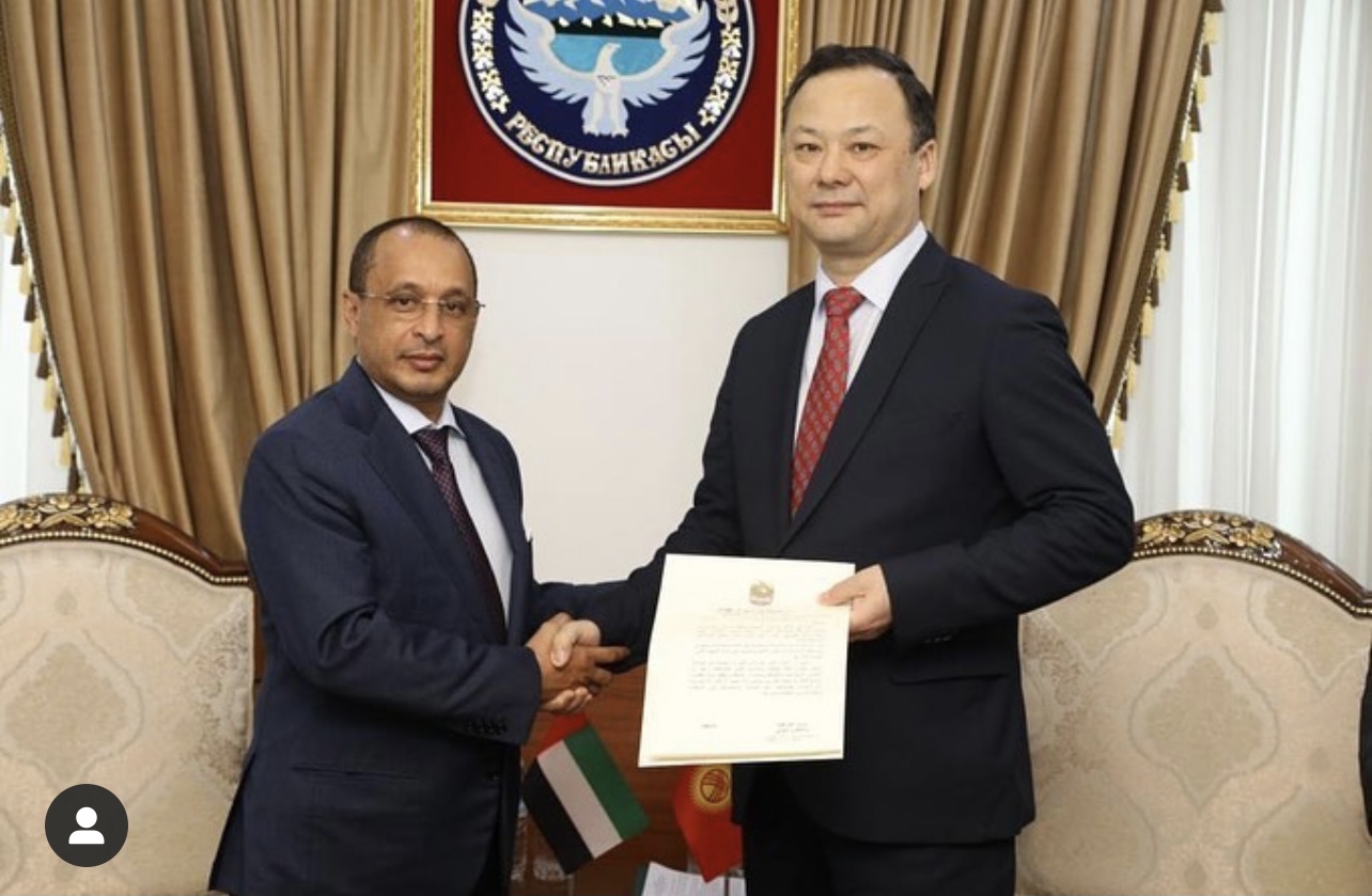 His Excellency Dr. Muhammad Saeed Alariqi presented copies of his credentials as Ambassador ‎Extraordinary and Plenipotentiary of the UAE to the Kyrgyz Republic concurrently. ‎Ways to strengthen the relationship between the two countries in various fields were discussed.