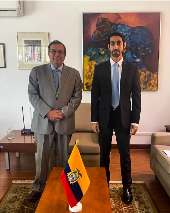 H.E. Mohamed Abdulla Alshamsi, Ambassador of the UAE to Peru Non-Resident Ambassador to Ecuador, held a meeting with H.E. Galo Andres Yepez, Ambassador of the Republic of Ecuador to Peru.