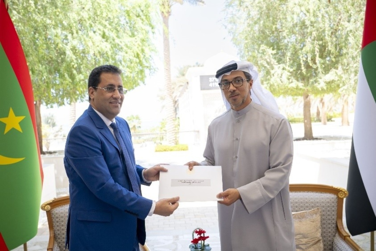 President His Highness Sheikh Mohamed bin Zayed Al Nahyan today received a written message from President Mohamed Ould Cheikh El Ghazouani of the Islamic Republic of Mauritania, concerning bilateral relations between the two countries and ways to strengthen joint cooperation.


