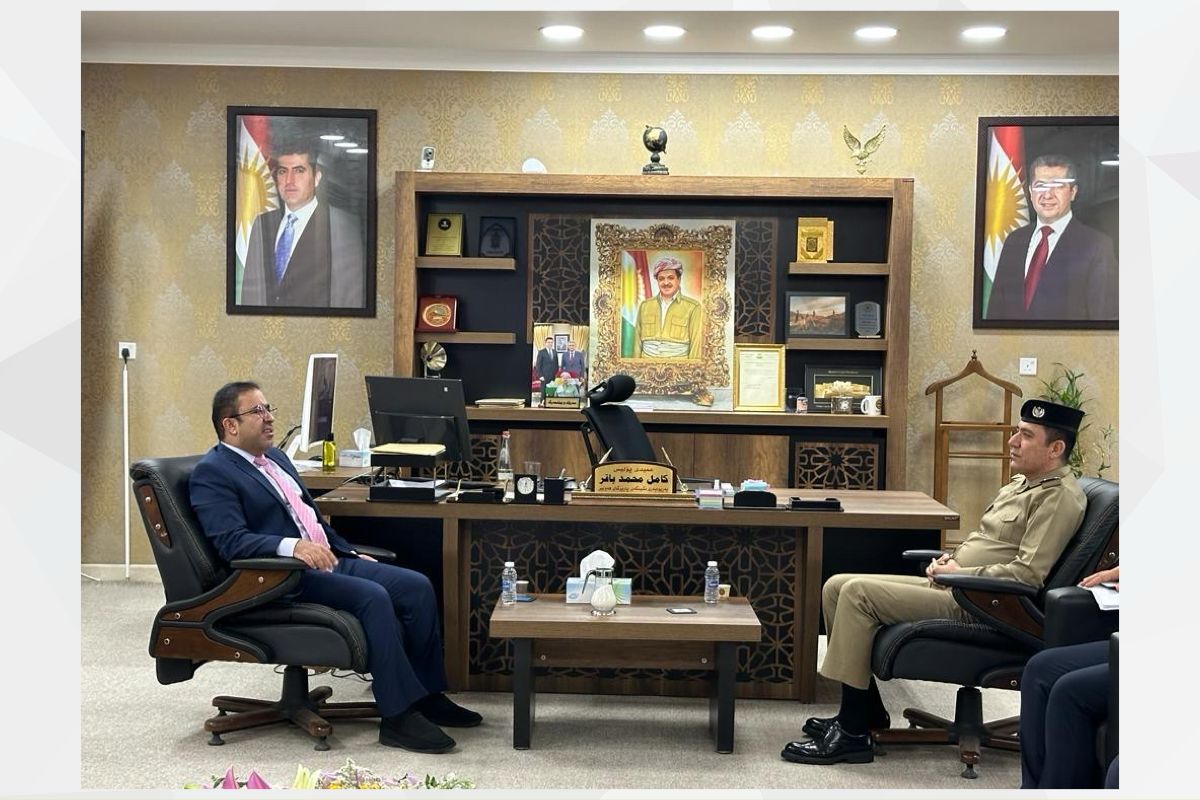 His Excellency Ahmed Al Dhaheri, Consul General of the UAE in the Kurdistan Region of Iraq, visited the Directorate of Nationality and Residence in Erbil and met with its Director General, Brigadier General Kamel Al Barzanji