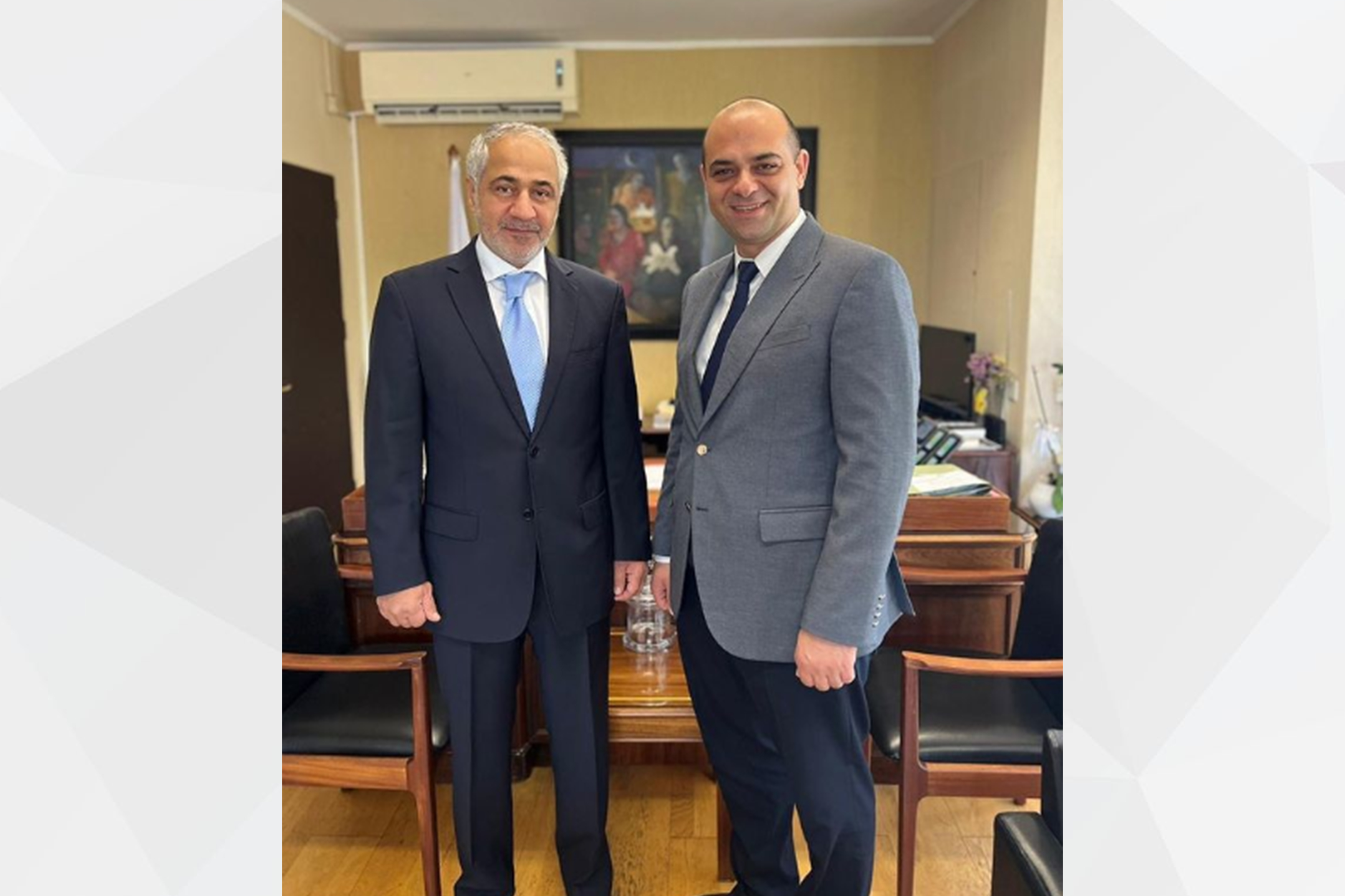 H.E. Mr. Mohammed Saif Al Shehhi, UAE Ambassador in Nicosia, and H.E. Mr. Yiannis Panayiotou, Minister of Labour and Social Insurance discuss bilateral relations, and ways to enhance them and develop various tracks of collaboration in the fields of Labour and Social Insurance.