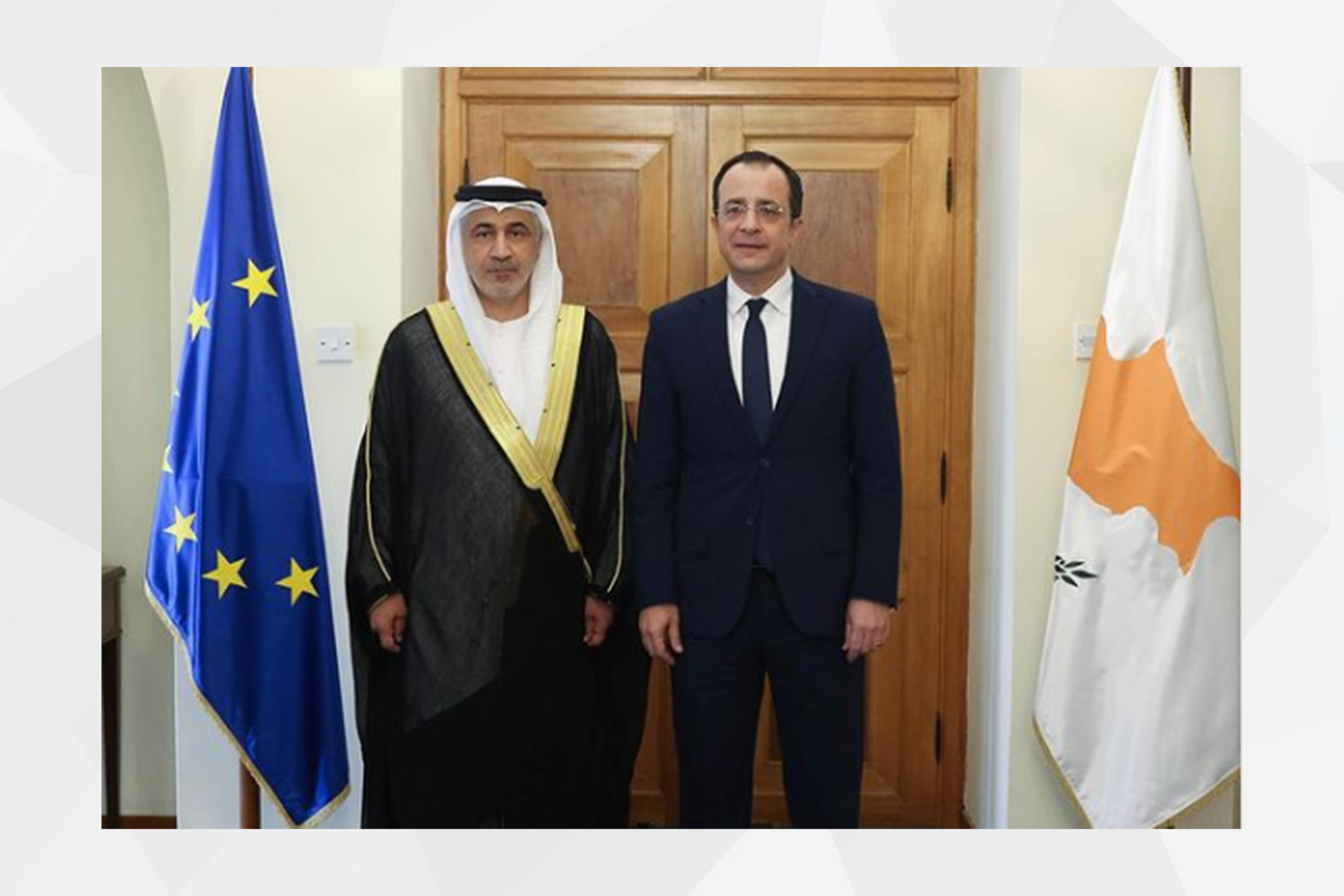 H.E. Mohammed Saif Al Shehhi presented his credentials to His Excellency Nikos Christodoulides, President of the Republic of Cyprus, as Ambassador of the UAE to the Republic of Cyprus, during an official ceremony held at the Presidential Palace in Nicosia.
