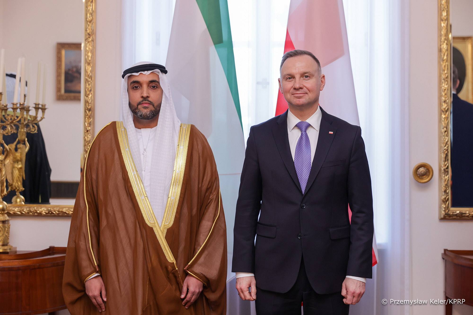 Mohammed al Harbi presented his credentials as Ambassador Extraordinary and Plenipotentiary of the UAE to the Republic of Poland to Andrzej Duda, President of the Republic of Poland, during a ceremony held at the Presidential Palace in the capital, Warsaw.

Al Harbi conveyed the greetings of President His Highness Sheikh Mohamed bin Zayed Al Nahyan and His Highness Sheikh Mohammed bin Rashid Al Maktoum, Vice President, Prime Minister and Ruler of Dubai, as well as their wishes for further development and prosperity for President Duda and the people of Poland.