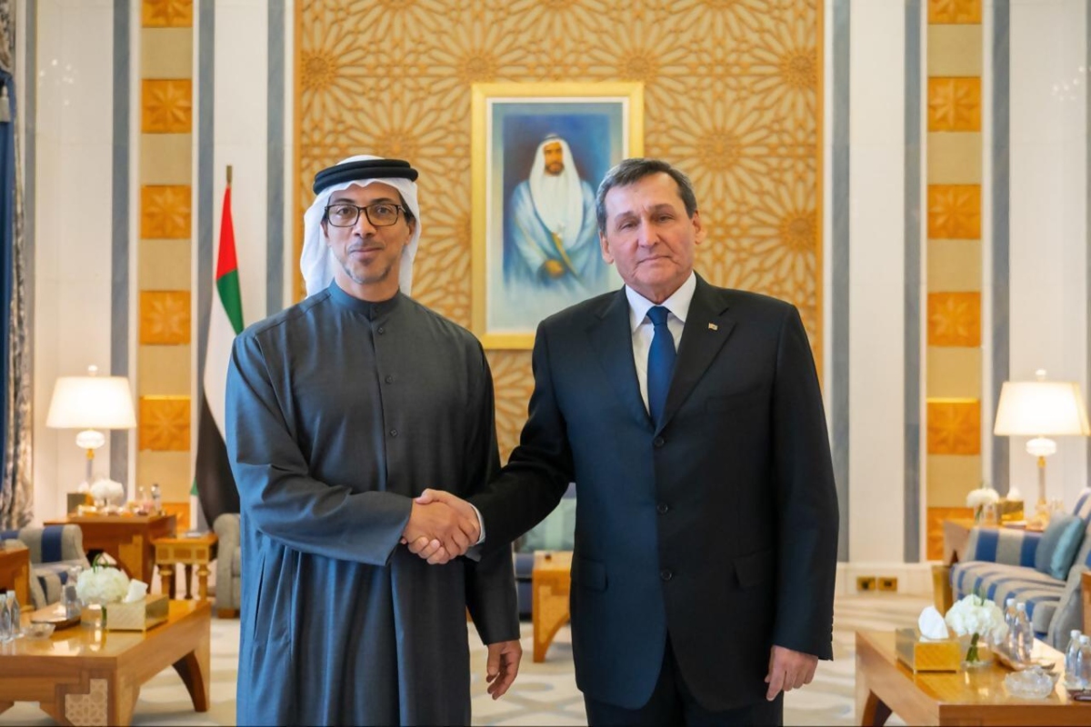 التقى سمو الشيخ منصور بن زايد آل نهيان نائب رئيس الدولة نائب رئيس مجلس الوزراء رئيس ديوان الرئاسة، مع معالي رشيد ميريدوف نائب رئيس مجلس وزراء تركمانستان وزير الخارجية،