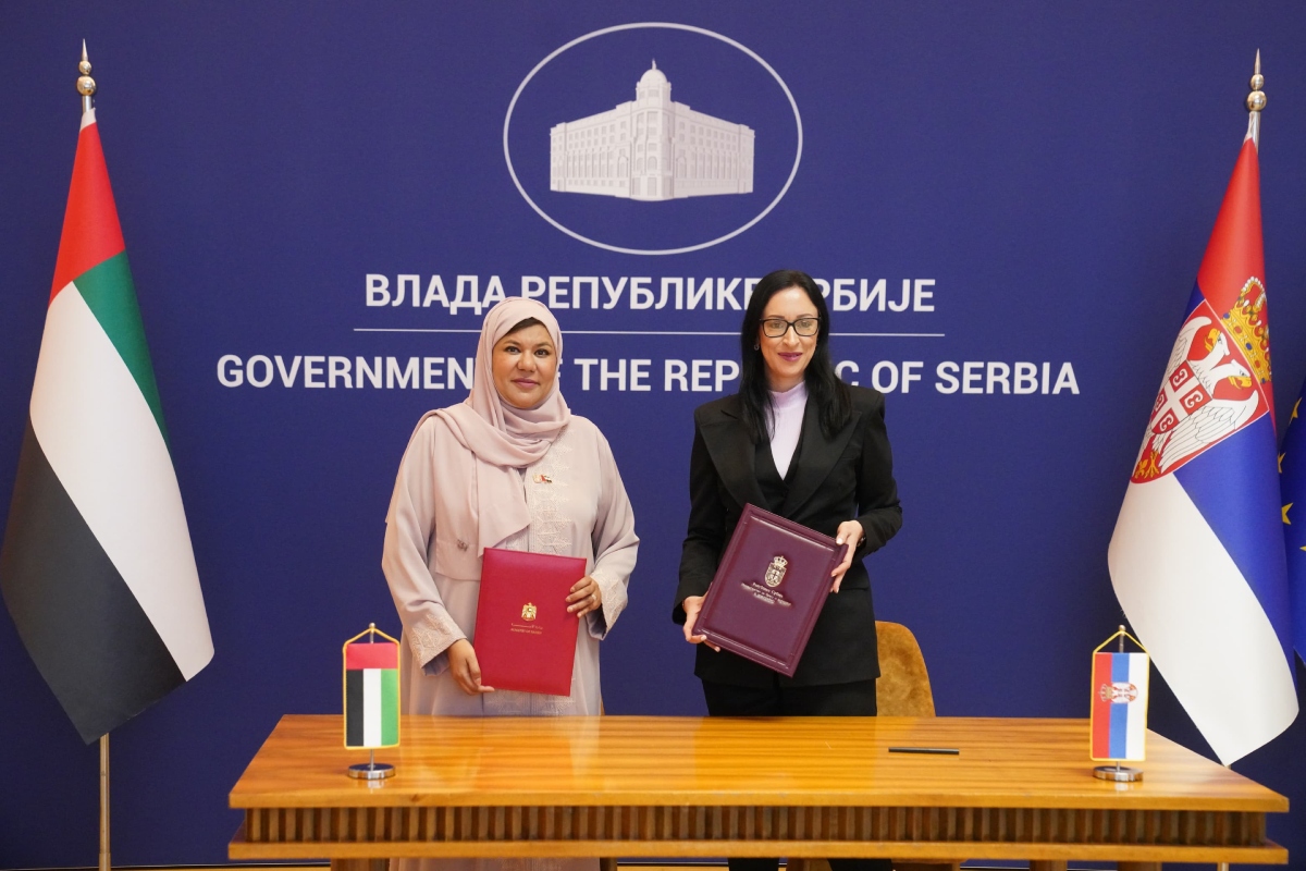 H.E. Sana bint Mohammed Suhail, Minister of Family of the United Arab Emirates, met in Belgrade with the Minister for Family Care and Demography of the Republic of Serbia, in the presence of H.E. Ahmed Hatem Almenhali, Ambassador of the United Arab Emirates to the Republic of Serbia.


