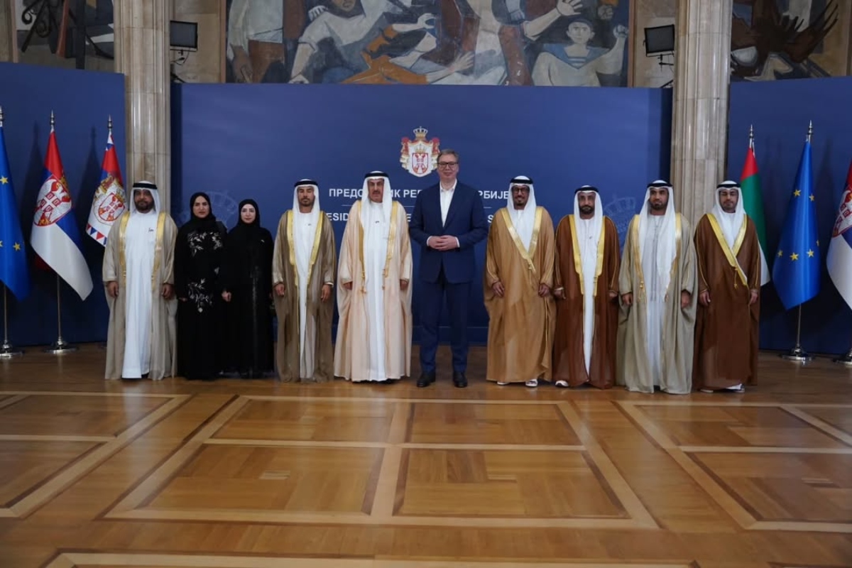H.E. Aleksandar Vucic, President of the Republic of Serbia, received H.E. Saqr Ghobash, Speaker of the Federal National Council of the United Arab Emirates, and the accompanying delegation during their official visit to the Republic of Serbia.

