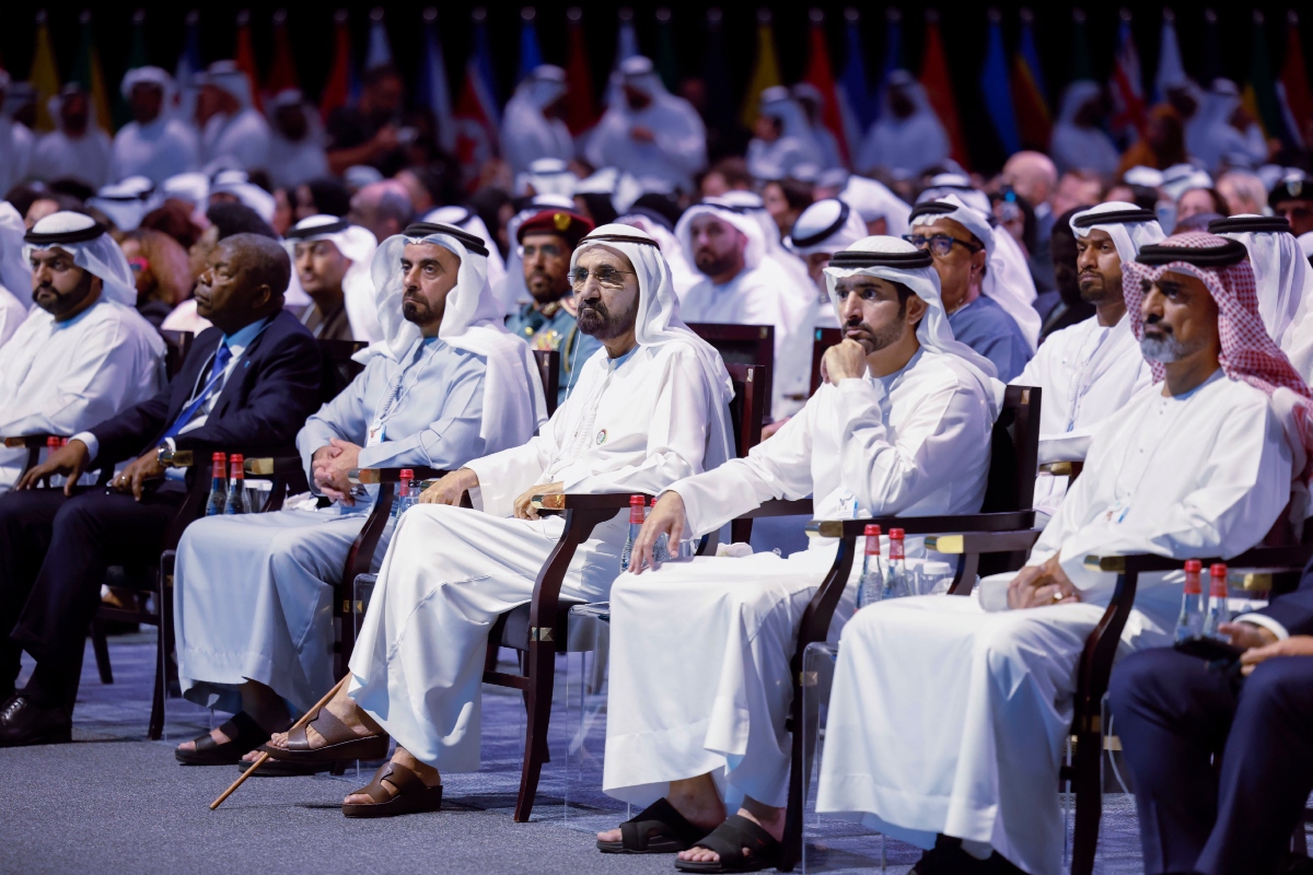 His Highness Sheikh Mohammed bin Rashid Al Maktoum, Vice President, Prime Minister and Ruler of Dubai, together with a number of  Crown Princes and senior officials,
