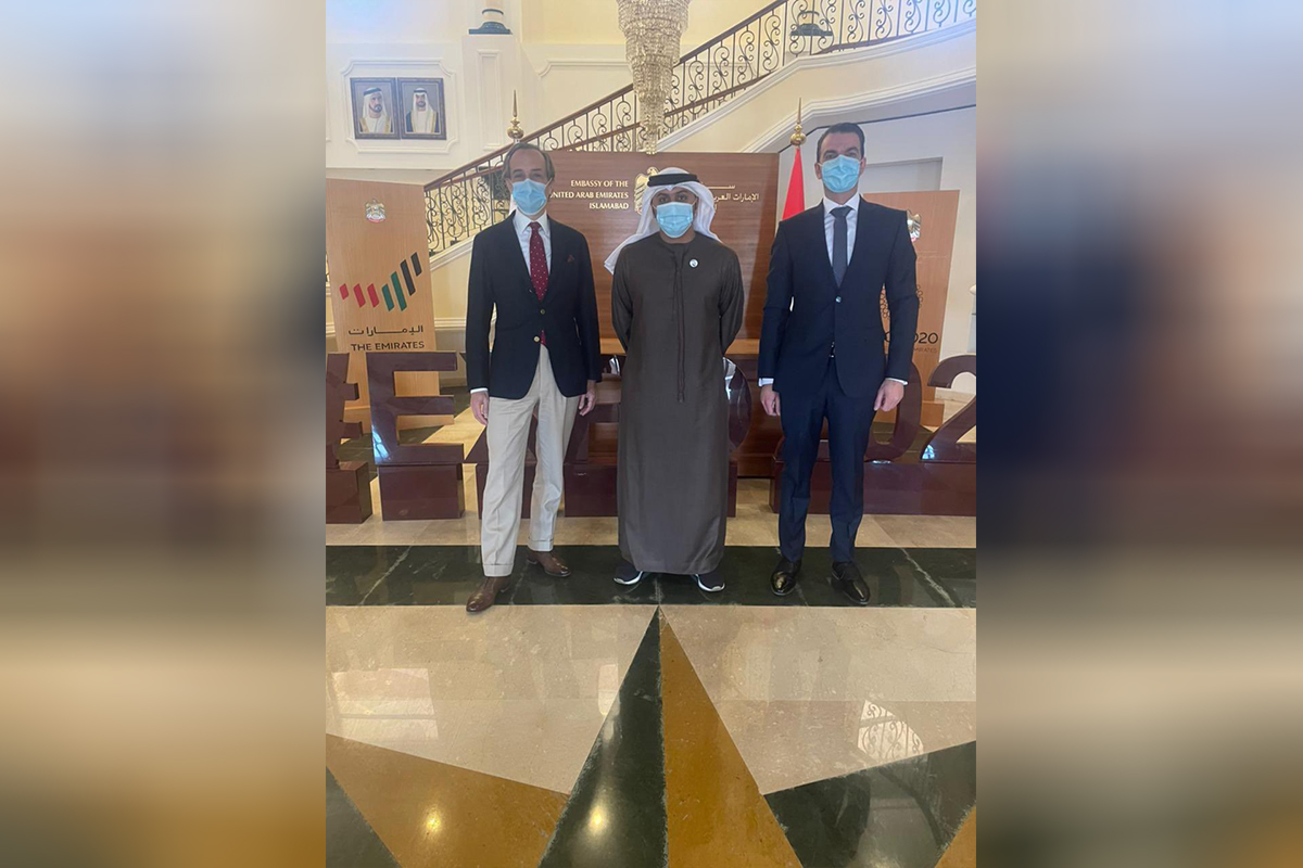 The UAE Ambassador in the Islamic Republic of Pakistan H.E. Hamad Obaid Alzaabi, received H.E. Julien Harneis, the UN Resident Coordinator, Humanitarian Coordinator in Islamabad in his office on Tuesday 26th January 2021