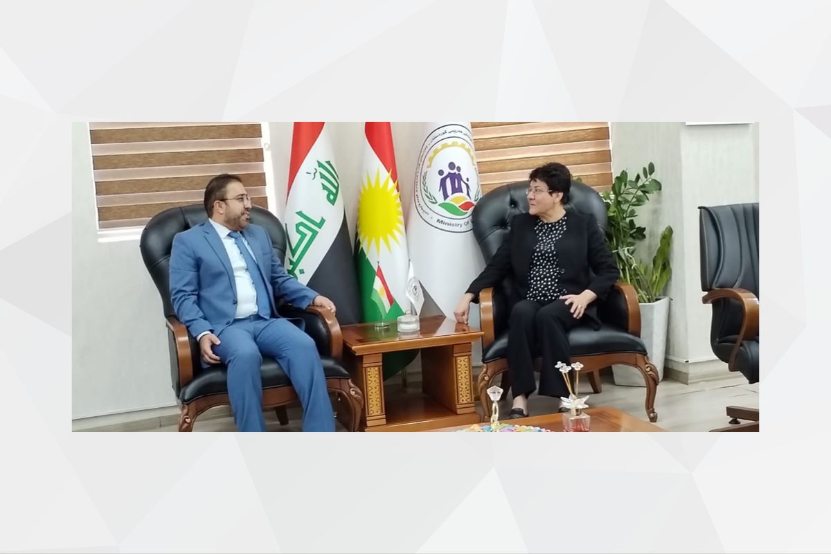His Excellency Ahmed Al Dhaheri, Consul General of the United Arab Emirates in the Kurdistan Region of Iraq, met with Her Excellency Questan Muhammad, Minister of Labor and Social Affairs in the region