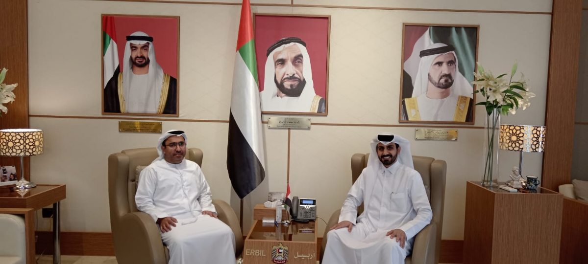 His Excellency Ahmed Al-Dhaheri, Consul General of the UAE in the Kurdistan Region of Iraq, received His Excellency Mishaal Abdullah Al Fahid Al-Hajri, the Qatari Consul in the Region. At the outset of the meeting