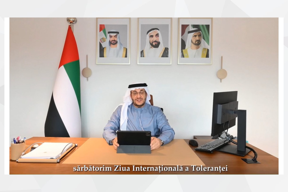 Excelența Sa/ Sultan Mohamed Majed Al Ali – Ambasadorul Emiratelor Arabe Unite în România a susținut, cu ocazia Zilei Internaționale a Toleranței, un discurs despre valorile toleranței, echității și coexistenței, care caracterizează Emiratele Arabe Unite.