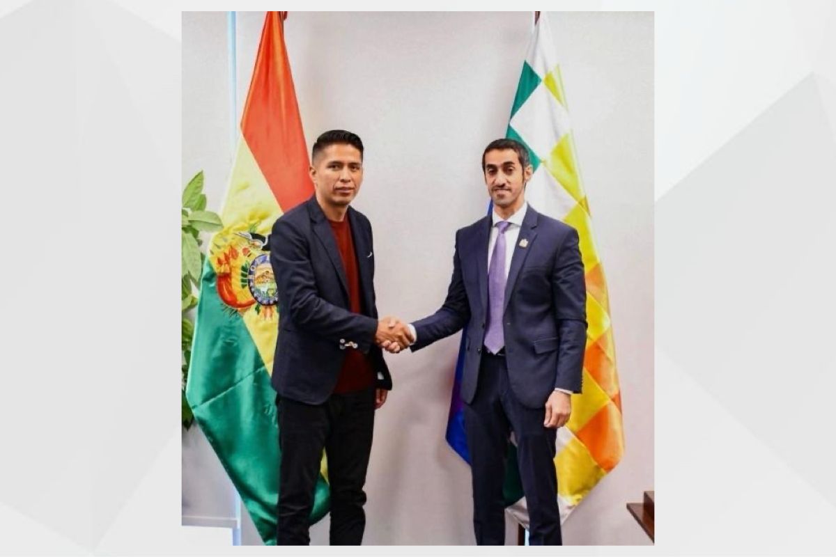 H.E. Mohamed Alshamsi, UAE Ambassador to Peru, held a meeting with H.E. Andronico Rodriguez, President of the Senate of the Plurinational State of Bolivia.