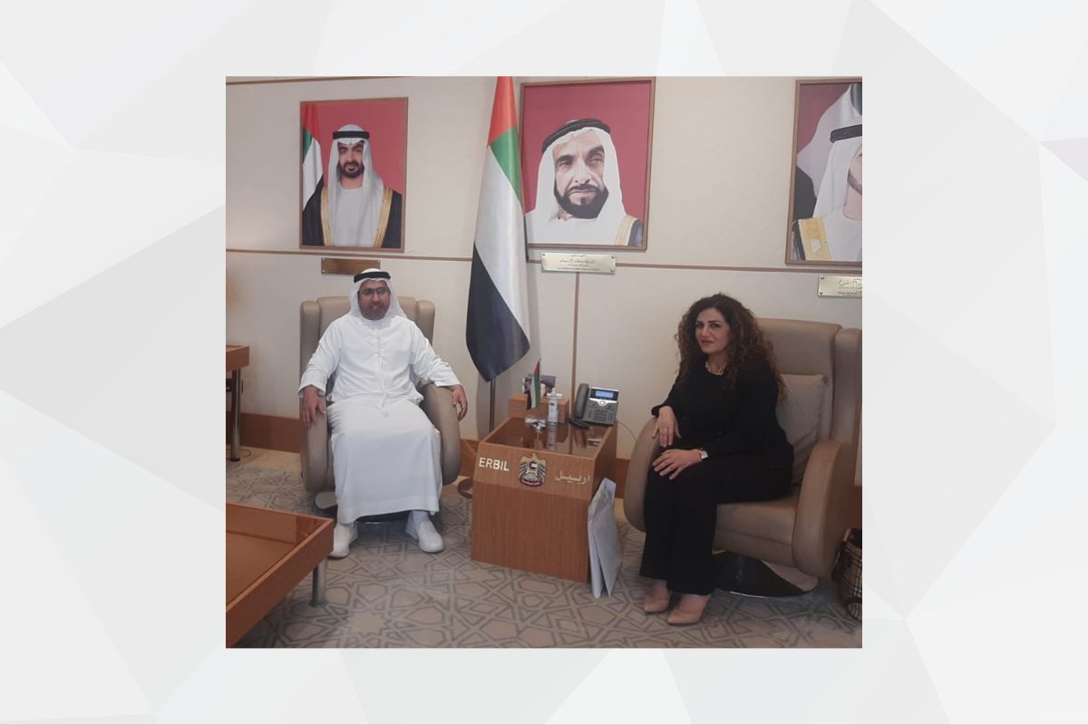 His Excellency Ahmed Al-Dhaheri, Consul General of the UAE, received Mrs. Siham Jabali, Advisor at the Department of External Relations of the Kurdistan Regional Government, during which they discussed bilateral relations and developments related to the situation in the region and Iraq, and the position of the regional government towards them