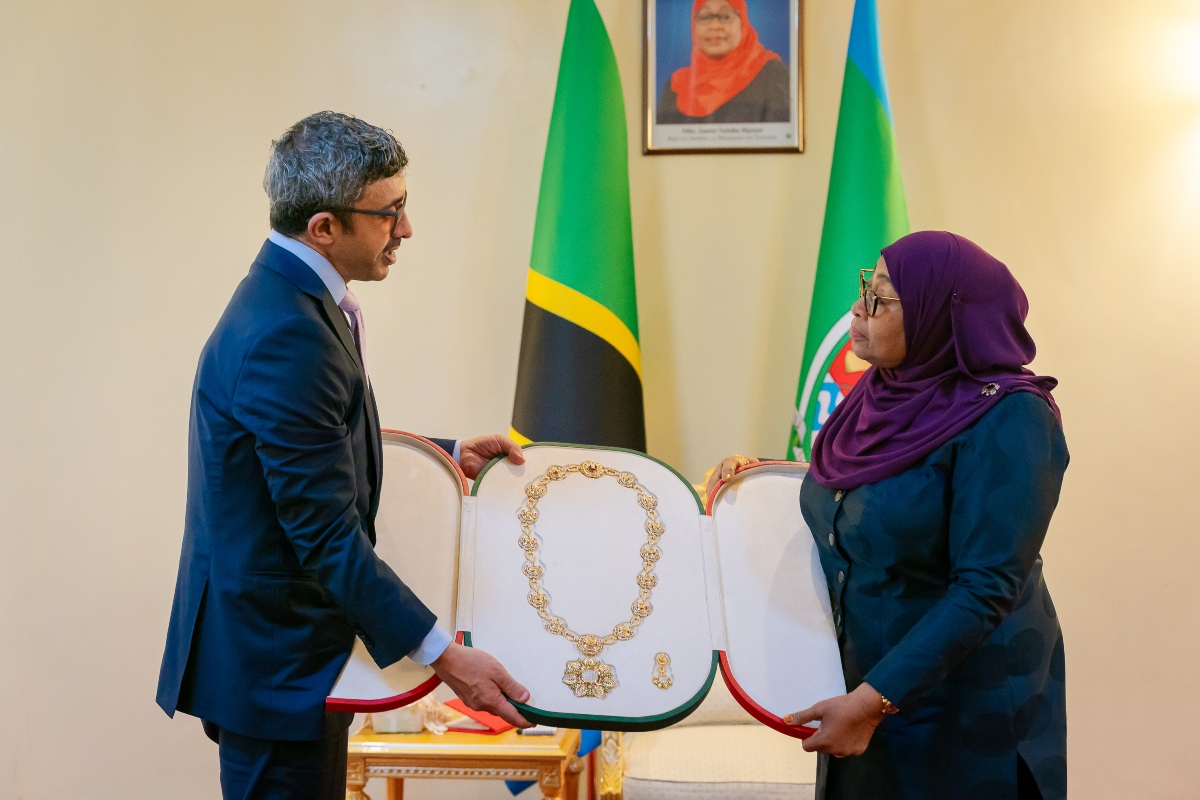 President His Highness Sheikh Mohamed bin Zayed Al Nahyan, has awarded H.E. Dr. Samia Suluhu Hassan, President of the United Republic of Tanzania, the 'Mother of the Nation Order' in recognition of her distinguished achievements and her prominent efforts in supporting sustainable prosperity and strengthening social cohesion.